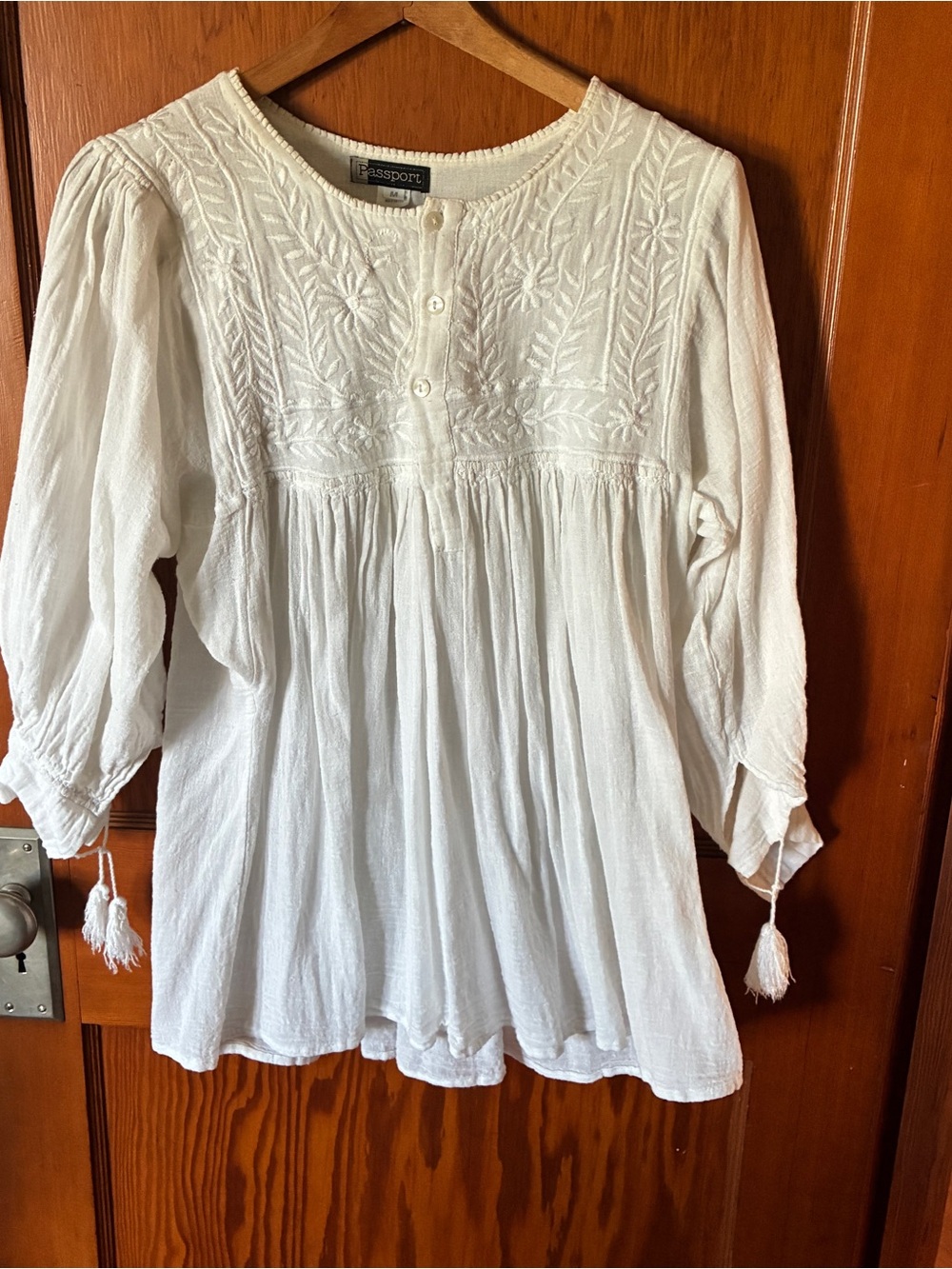 Passport White Embroidered Boho Peasant Tunic